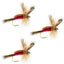 Triple Pack of Classic Red Humpy Dry Flies - Size 10 - Korvel