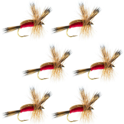 Classic Red Humpy Dry Fly Set - 6 Size 10 Hooks for Trout Fishing - Korvel