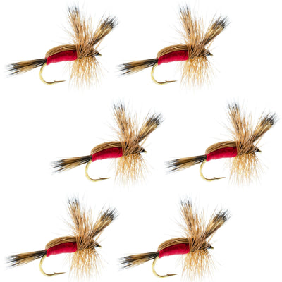 Classic Red Humpy Dry Fly Set - 6 Size 16 Flies for Trout - Korvel