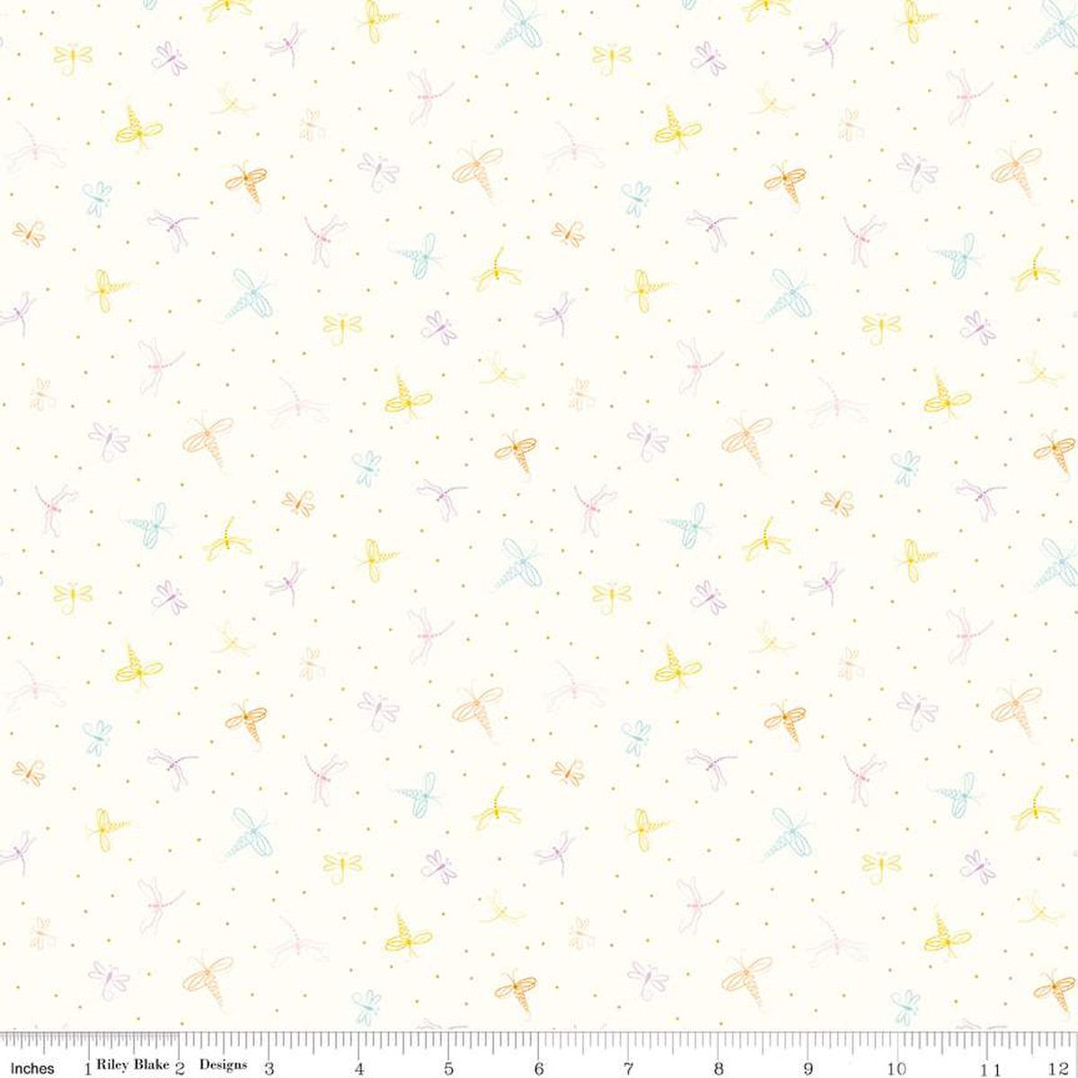 Tissu en coton Hush Hush 5 Libellules Éblouissantes par yard