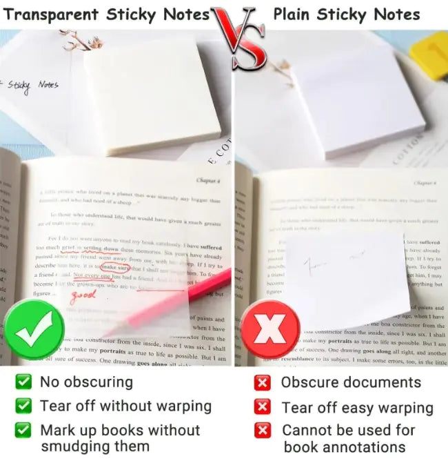 Autocollants de Notes Transparents - Notes Fluorescentes en PET