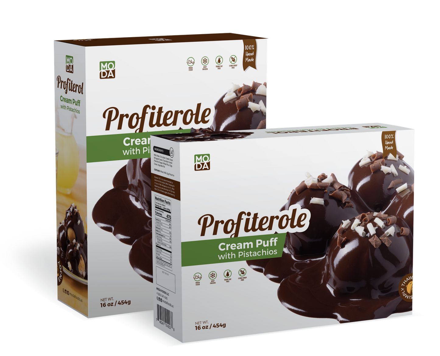 Profiteroles de chocolate con pistacho de Moda – Paquete de regalo, 454 g