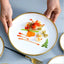 Ensemble de Plateaux à Dîner en Porcelaine Blanche à Bord Doré Mat