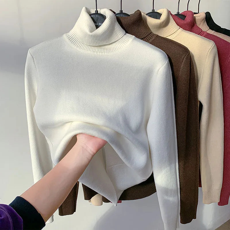Women's Elegant Turtleneck Winter Sweater - Warm Knit Pullover