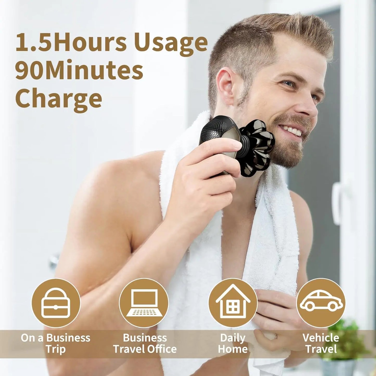 SHPAVVER 5-in-1 Electric Razor for Bald Men - IPX7 Waterproof