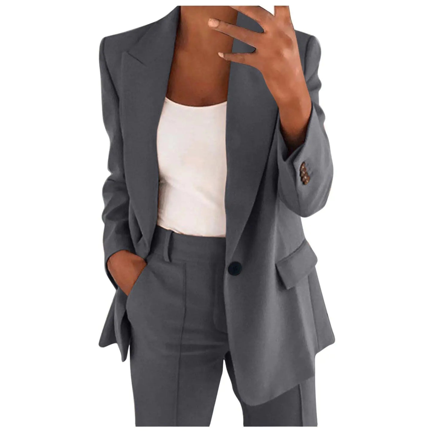 Ensemble de tailleur décontracté élégant pour femmes - Gris foncé