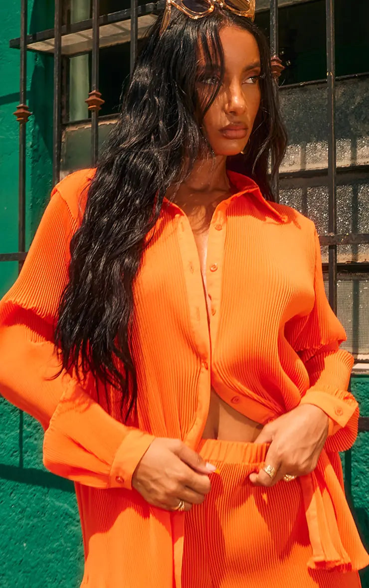 Conjunto de Camisa y Pantalones Edge en Naranja Vibrante