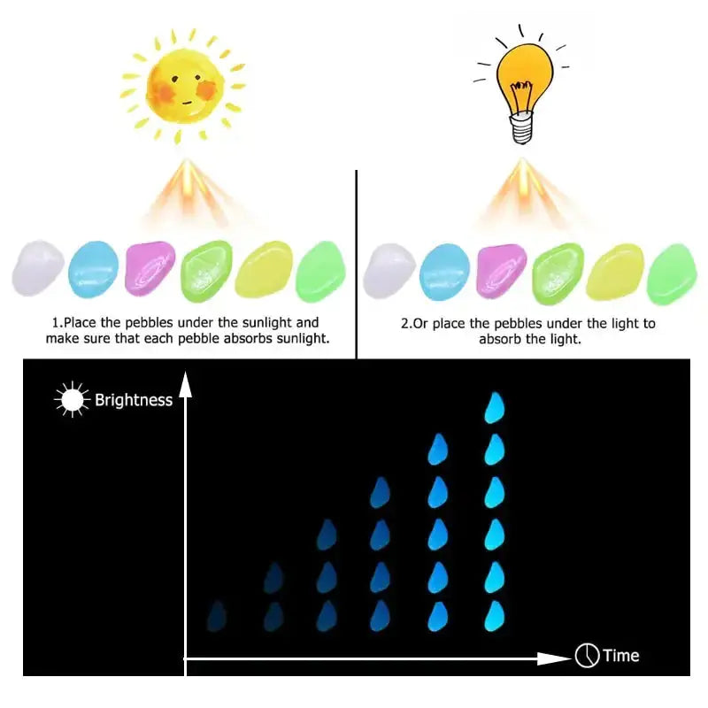 Galets Lumineux dans le Noir pour le Jardin