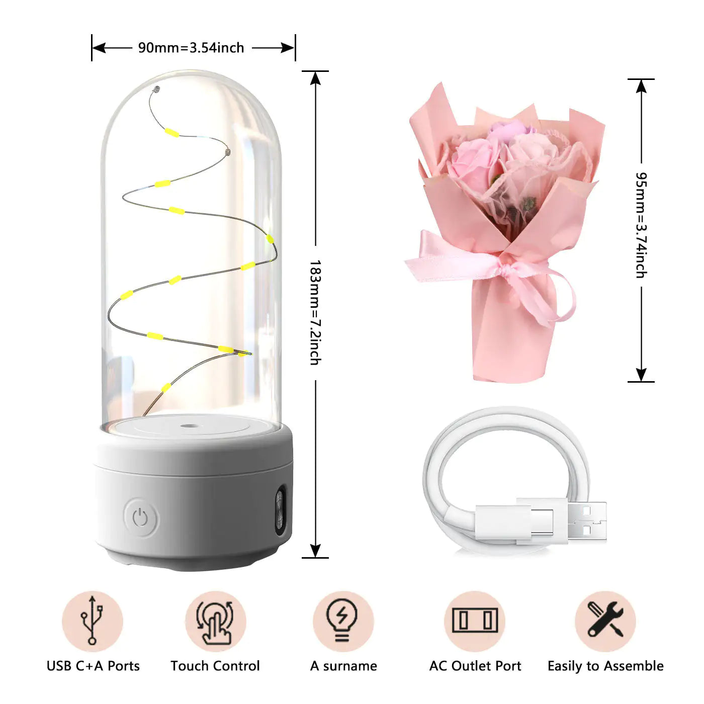 Lumière LED Bouquet 2-en-1 Créative et Haut-Parleur Bluetooth