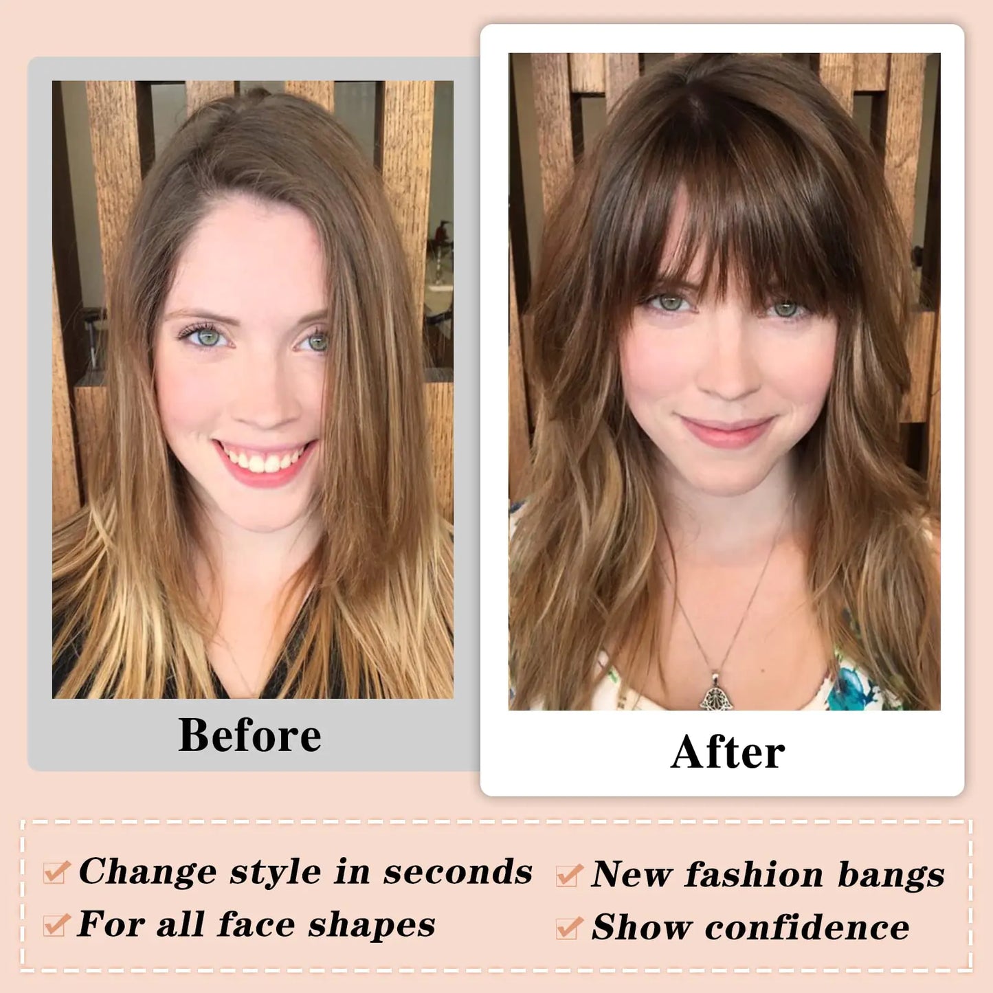 NAYOO Clip-In Bangs - Extensiones de Cabello Humano 100% Real