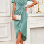 Robe de soirée en satin à manches courtes