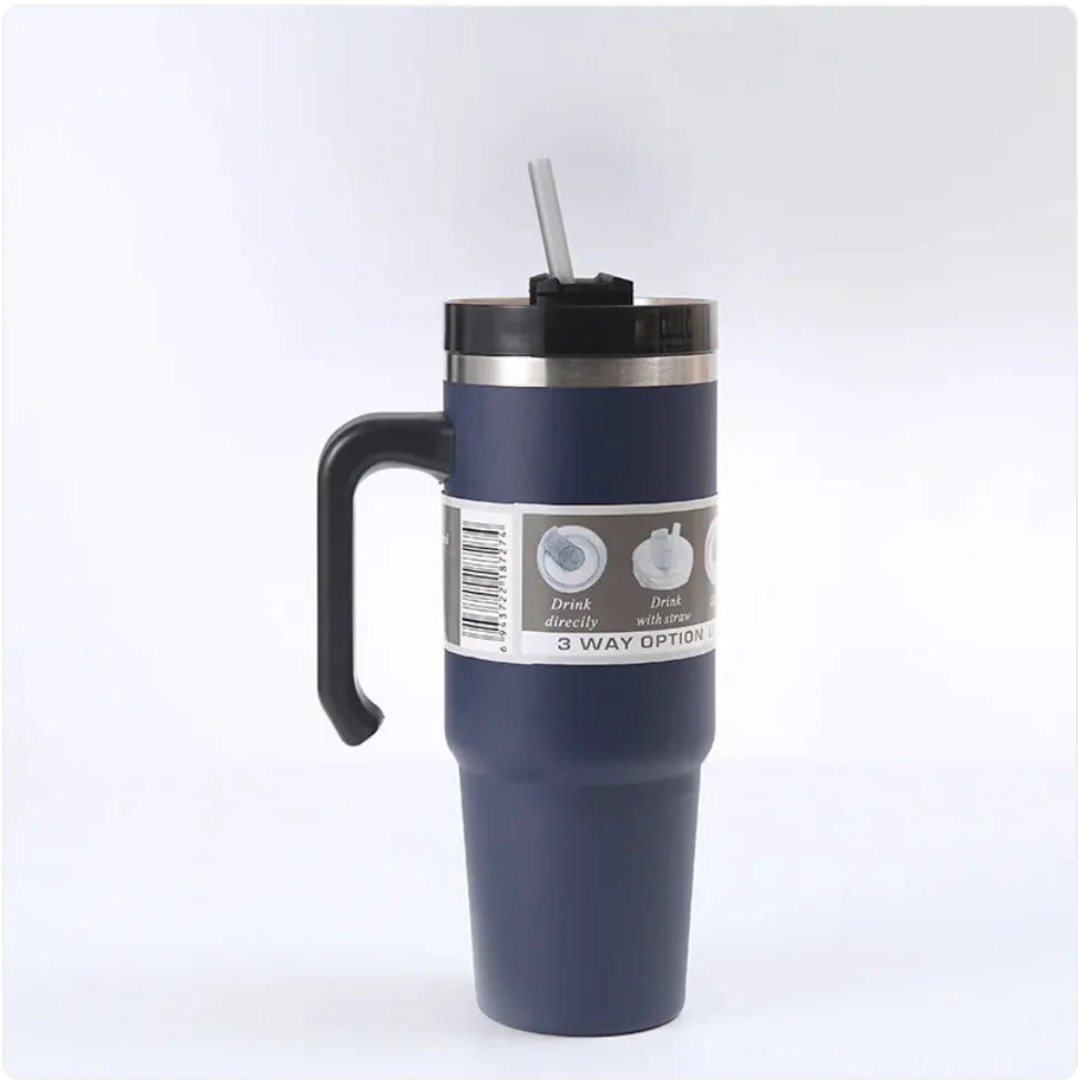 Taza de coche premium con asa y popote - Taza aislada de 30 oz