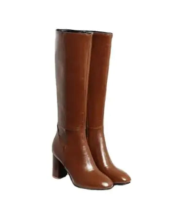 Bottes rétro à bout carré pour femmes avec fermeture éclair latérale