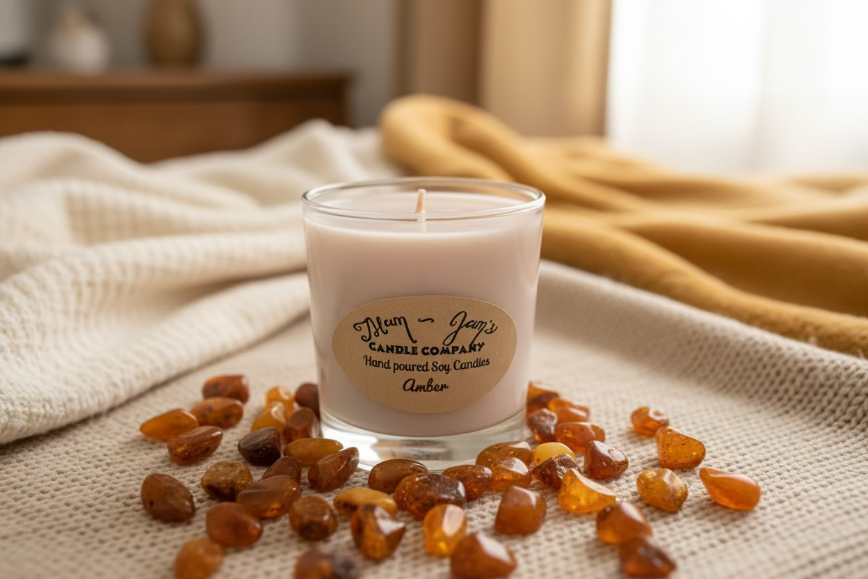 Amber Soy Candle – Warm & Luxurious Scent | Mam Jam’s - Korvel