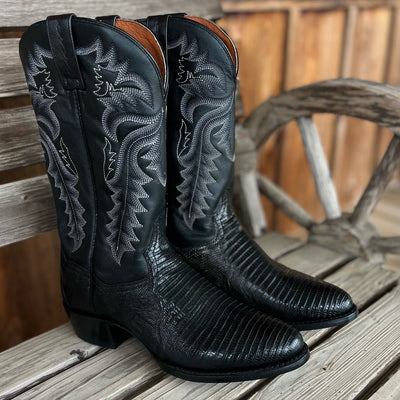 Dan Post Winston Black Lizard Boots for Men - Korvel