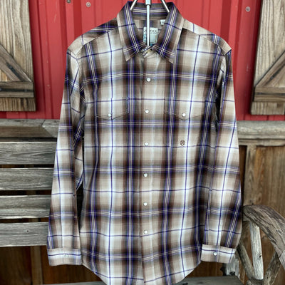 Stylish Grey and Purple Plaid Shirt for Boys | Roper - Korvel