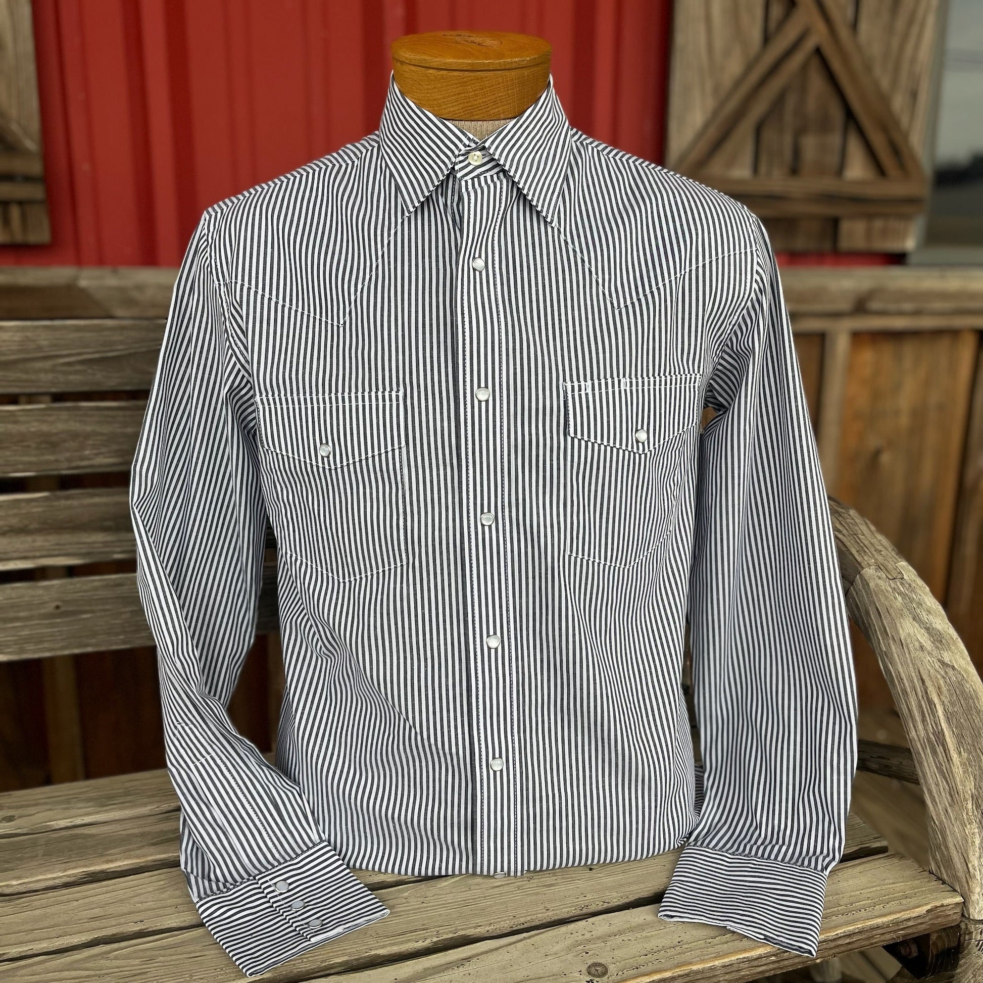Classic Grey Striped Long Sleeve Shirt for Men | Wrangler - Korvel