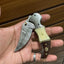 Custom Damascus Folding Pocket Knife with Buffalo Horn & Rosewood Handle - 3.2" Blade - Korvel