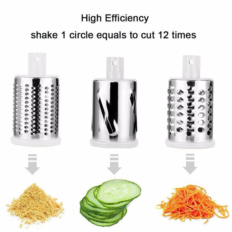 5-in-1 Cheese Grater: Gourmet, Rotary with Hand Crank, 10 Blades (3 Blades-C), for Cheese & Vegetable Slicing. - Korvel