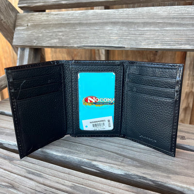 Elegant Black Floral Trifold Wallet by Nocona - Korvel