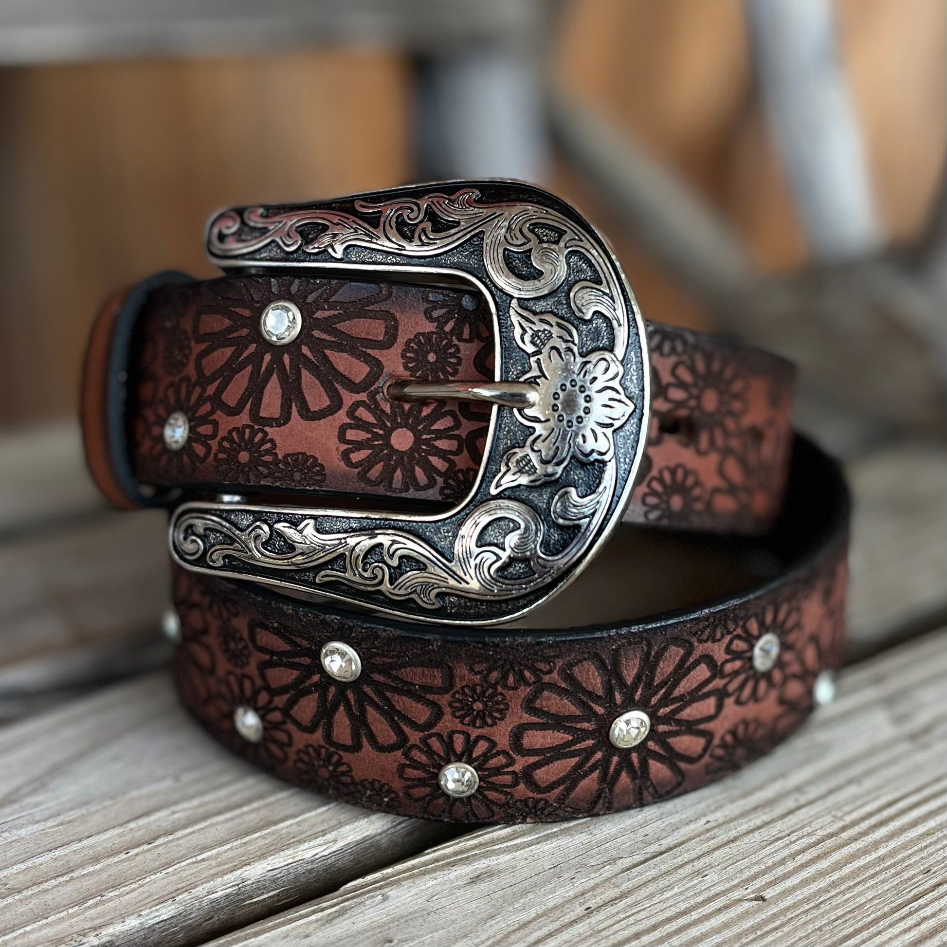 Elegant Brown Daisy Women's Belt by Nocona - Korvel