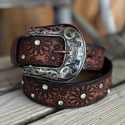 Elegant Brown Daisy Women's Belt by Nocona - Korvel