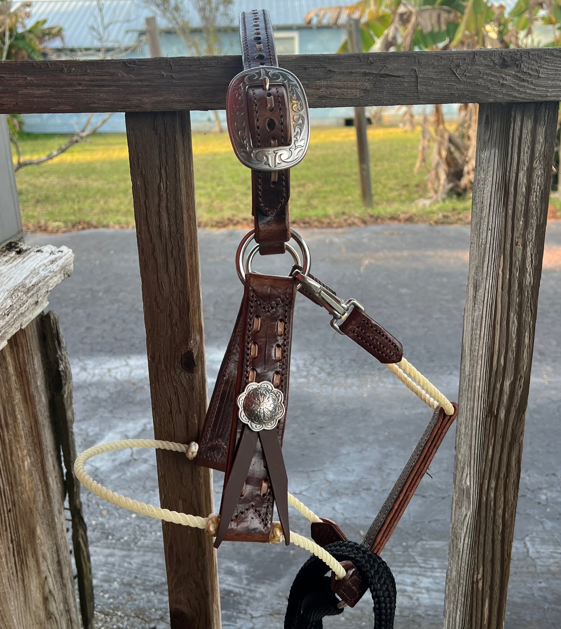 Deluxe Leather Rope Nose Halter with Tassels - Korvel
