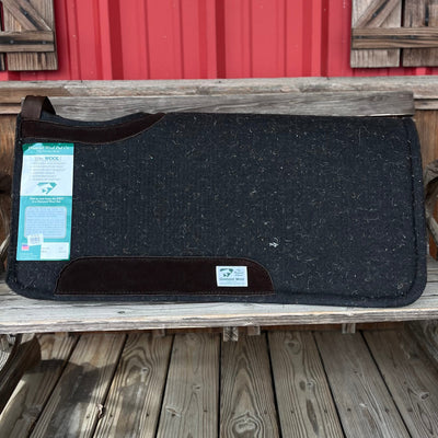 Premium 1" Charcoal Wool Contoured Saddle Pad 32x32 - Korvel