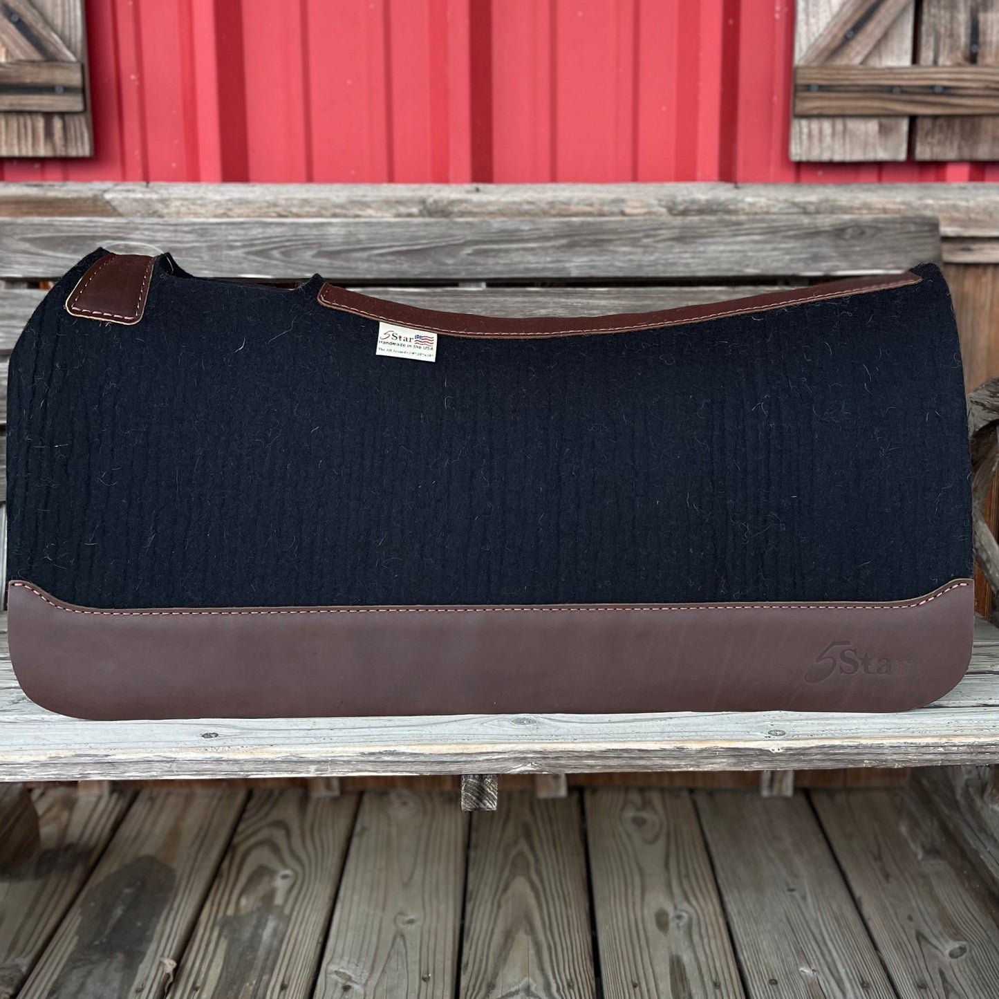 Premium 3/4" Black Saddle Pad - 30x30 with Full Leather Wear - Korvel