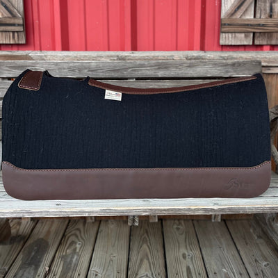 Premium 3/4" Black Saddle Pad - 30x30 with Full Leather Wear - Korvel
