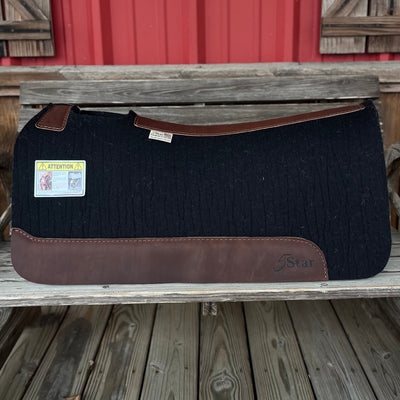 Premium 1" Thick Black Contoured Saddle Pad - 30x30 - Korvel
