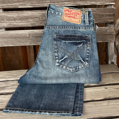 Distressed Stone Wash Bootcut Jeans by Stetson - Korvel