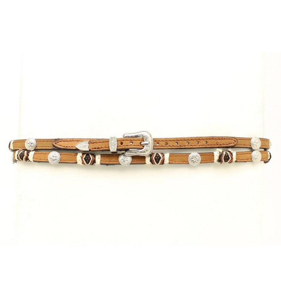 Premium Rawhide Cowboy Hat Band with Silver Accents - Korvel