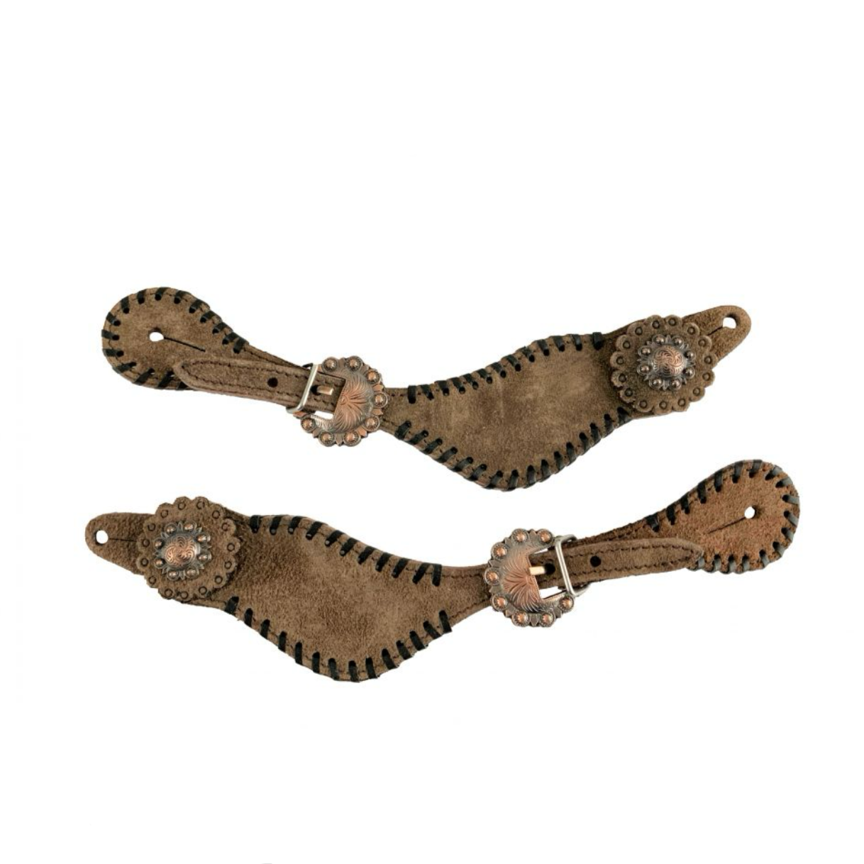 Elegant Black Leather Spur Strap with Copper Accents - Korvel