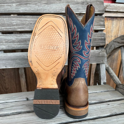 Ariat Men's Brown Square Toe Cowboy Boots with Navy Top - Korvel
