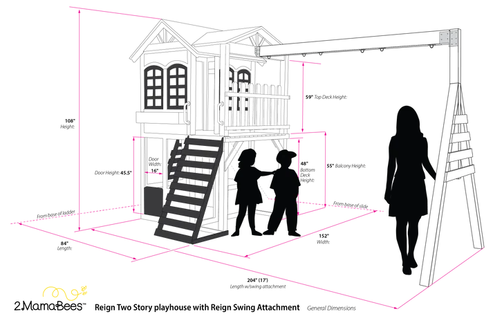 2MamaBees Reign Two Story Swing Set - Korvel