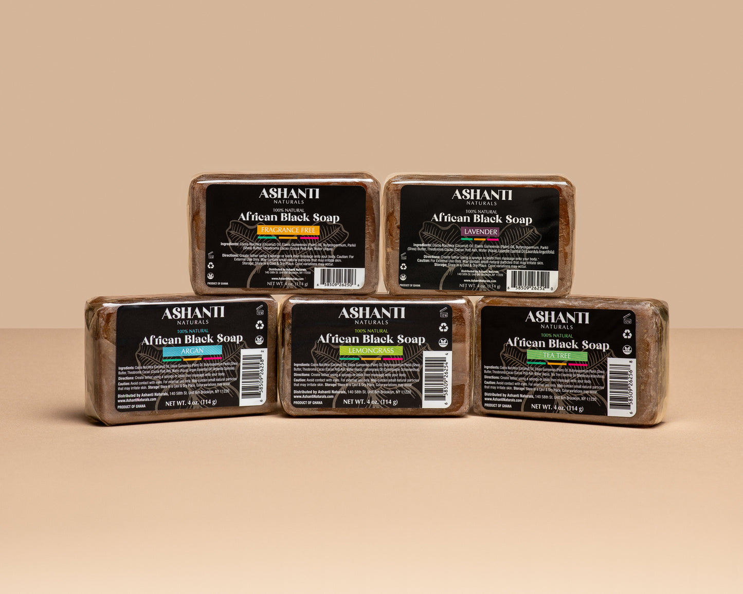 ASHANTI NATURALS 100% African Black Soap - Tea Tree - Korvel
