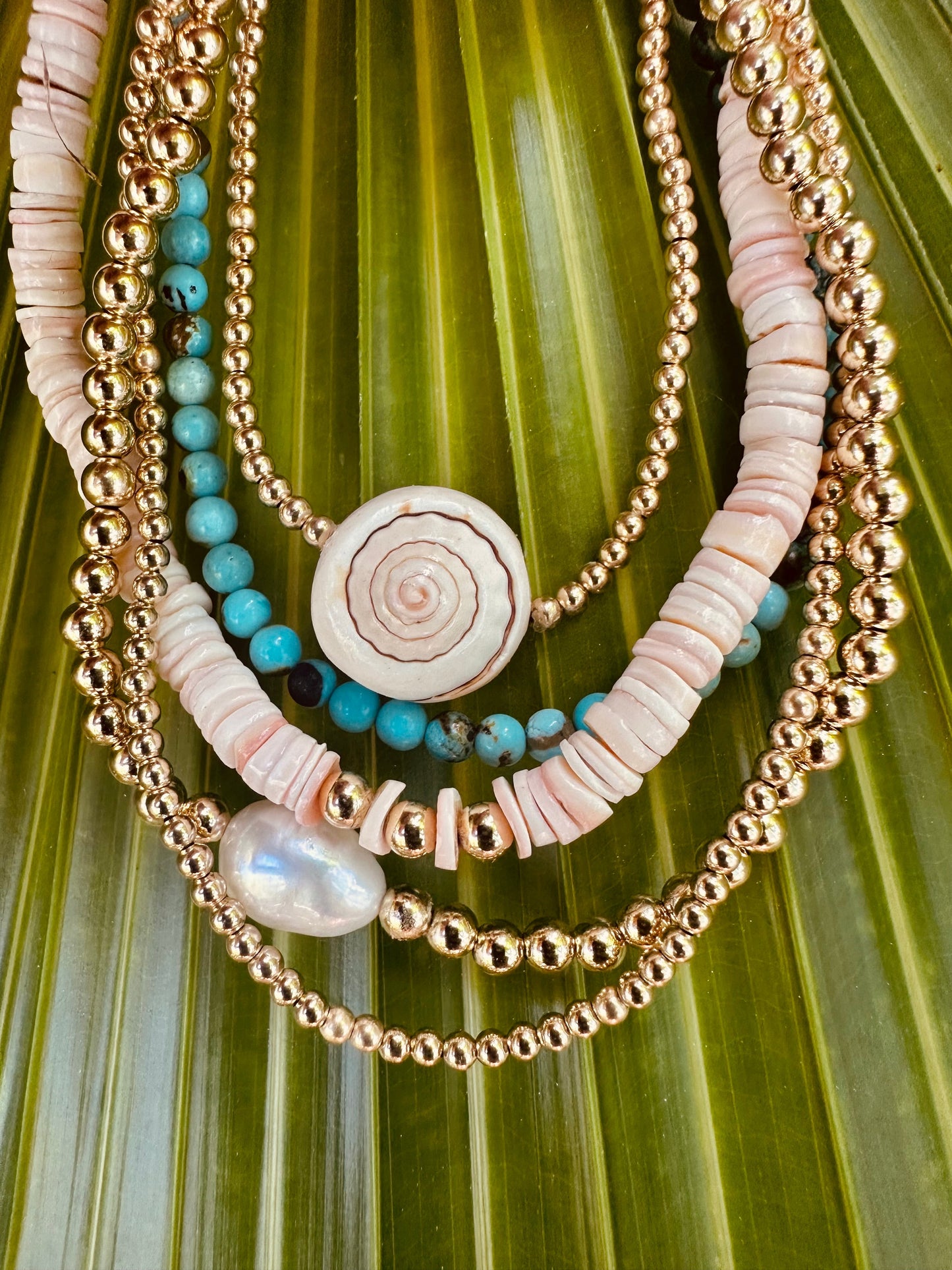 Tobillo de Turquesa Natural y Oro de 14k
