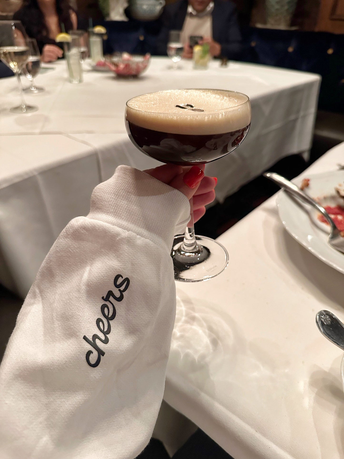 Espresso Martinis Printed Sweatshirt with Cheers Cuff