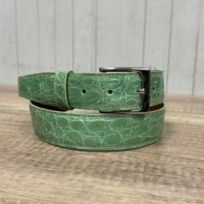 Ceinture en cuir pleine peau glacée menthe