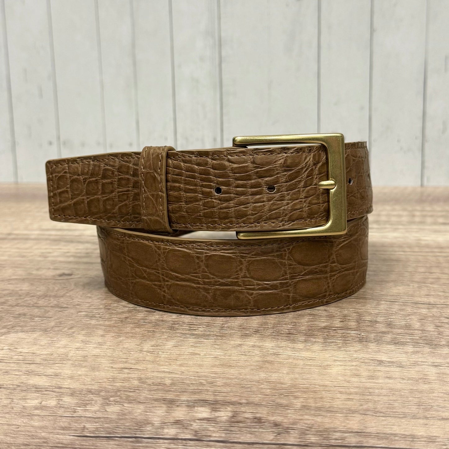 Ceinture en cuir pleine peau mate marron clair