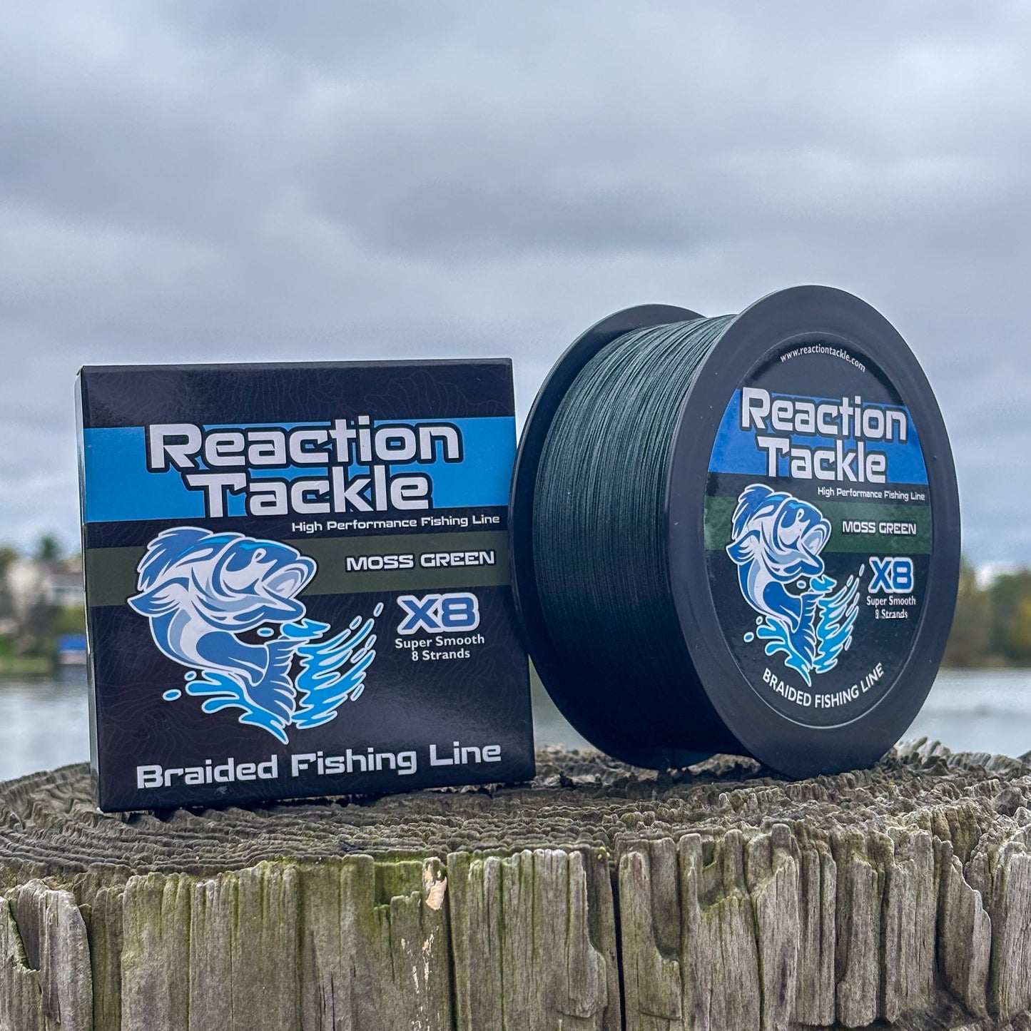 Línea de pesca trenzada Reaction Tackle X8 verde musgo - 8 hebras