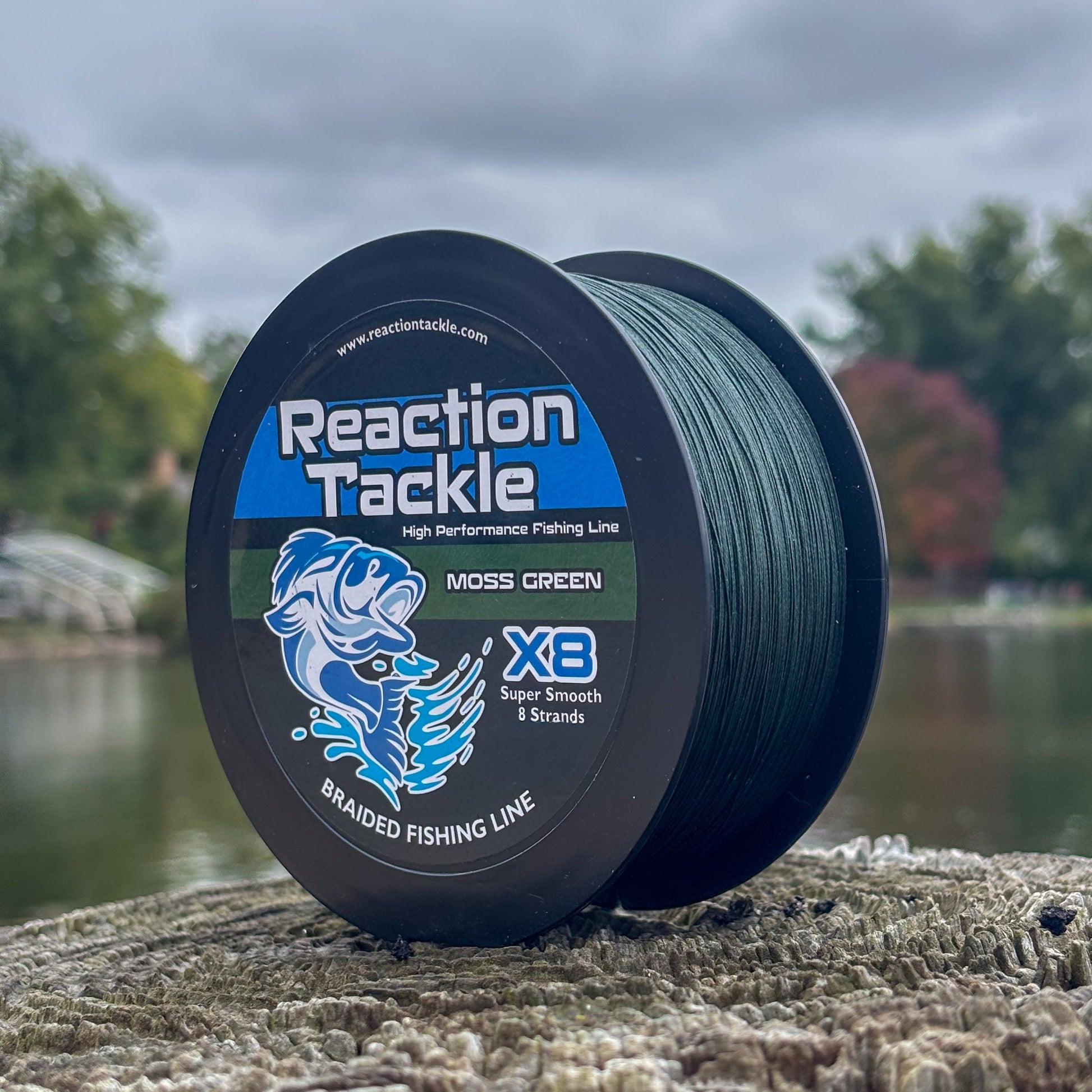 Reaction Tackle X8 Moss Green Braided Fishing Line - 8 Strands - Korvel