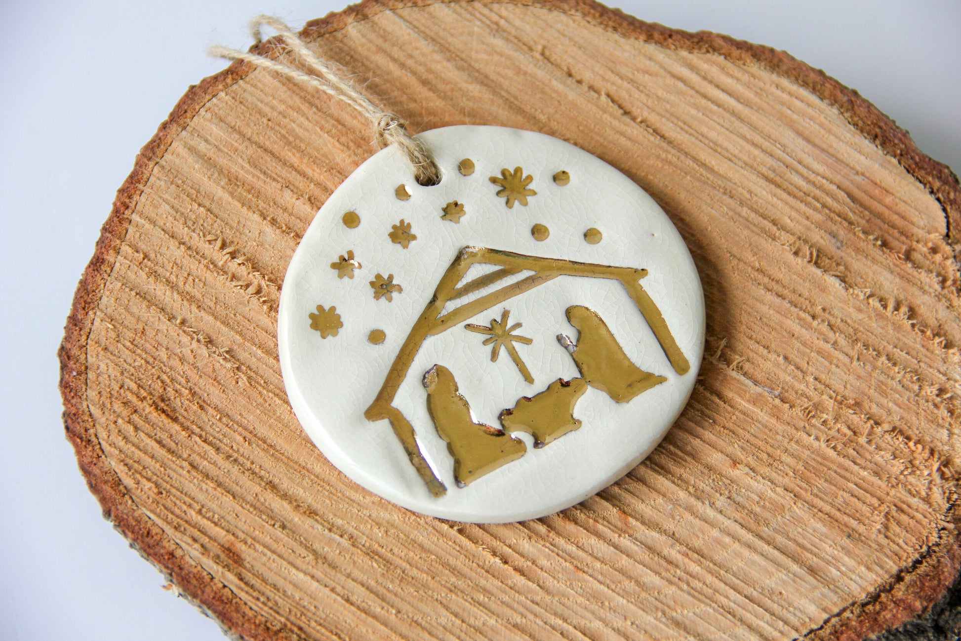 Handcrafted Gold Leaf Nativity Tree Ornament - Korvel