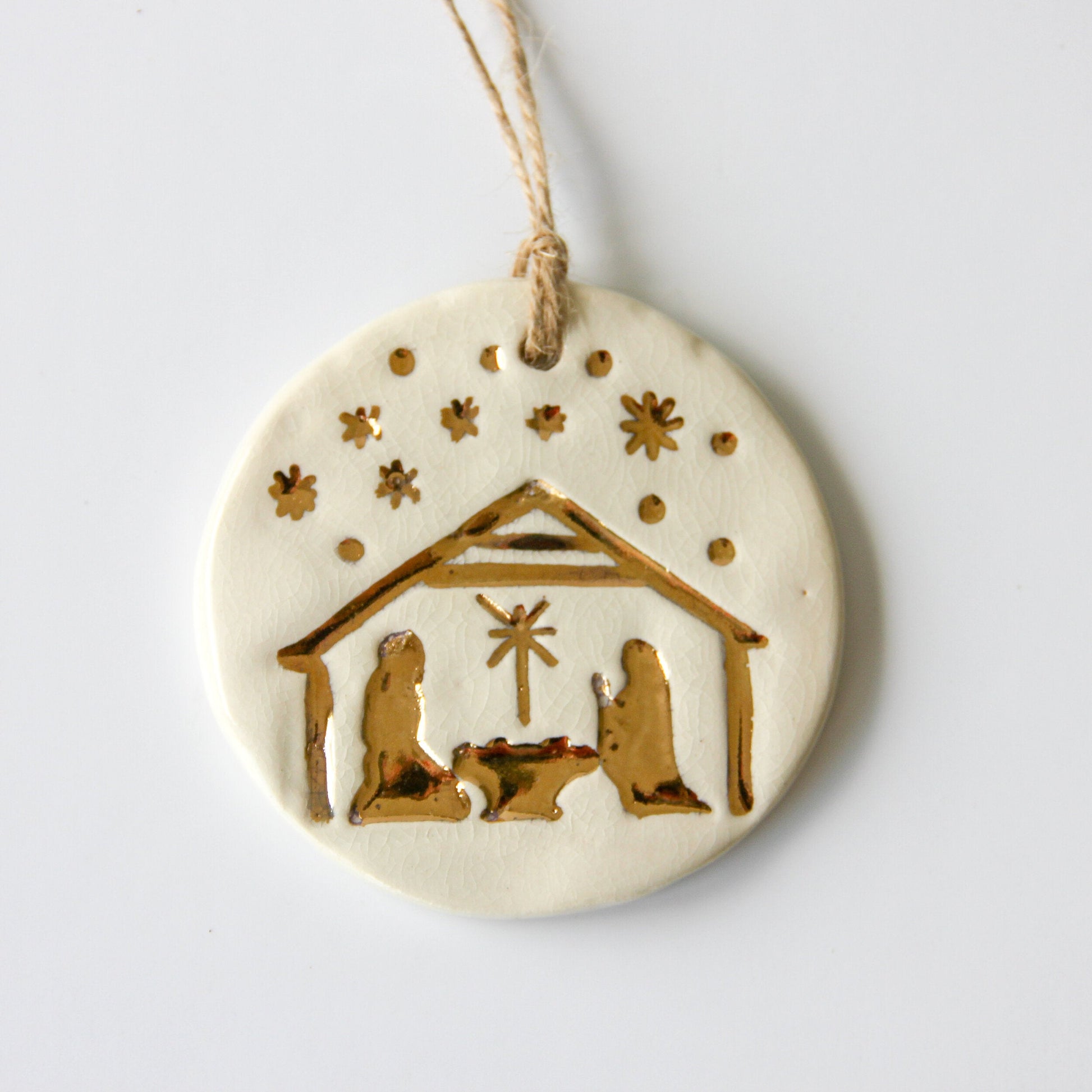 Handcrafted Gold Leaf Nativity Tree Ornament - Korvel