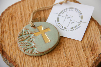 Handcrafted Gold Leaf Cross Ornament - Korvel