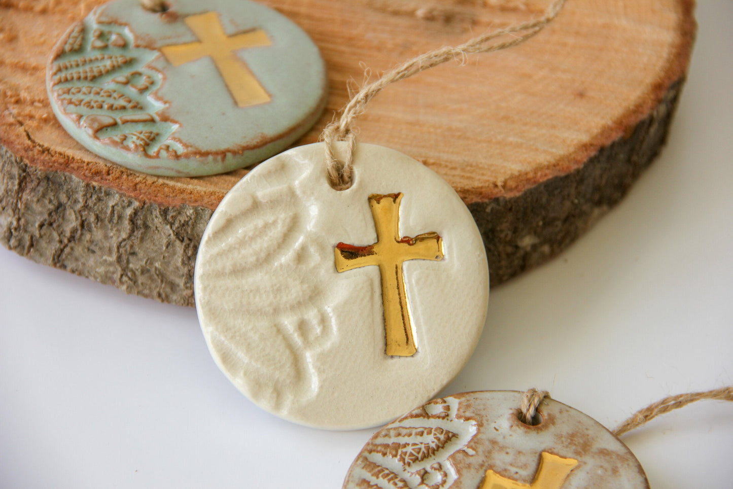 Handcrafted Gold Leaf Cross Ornament - Korvel