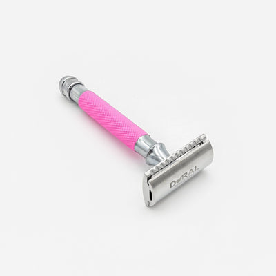 Dural Heavy Stroud Head Double Edge Safety Razor - Pink/Silver