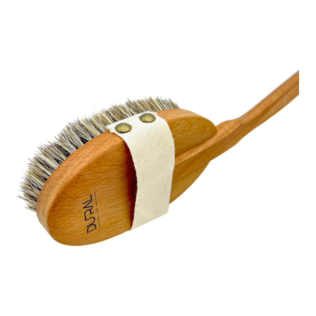 Cepillo de baño de madera de haya vaporizada Dural con cerdas de pelo de caballo y sisal