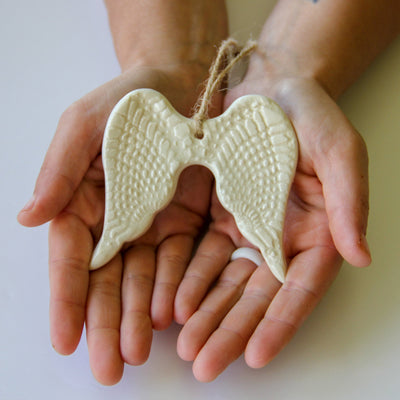 Handcrafted Angel Wing Holiday Ornament - Korvel